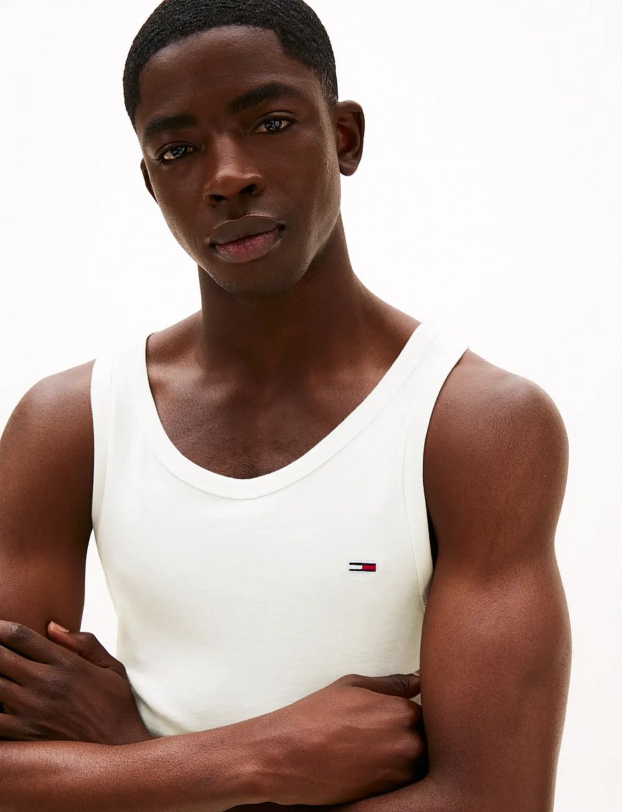 Tommy Jeans - TJM XSLIM 2PCK RIB TANK EXT - pidžaamasärgid - ecru ecru - 5