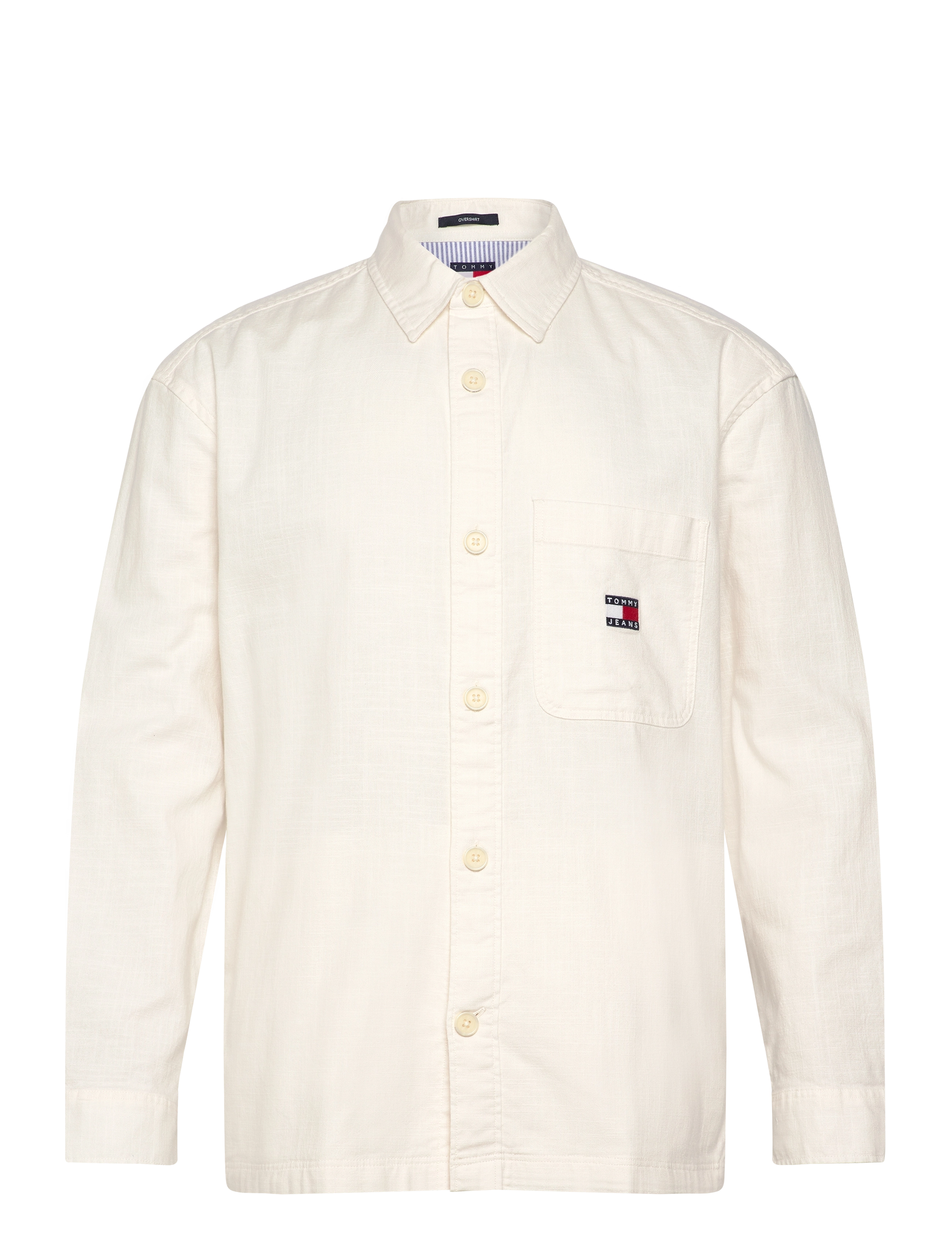 TOMMY JEANS Tjm Baumwolle Slub Ls Overshirt Ext Weiß - M - Herren