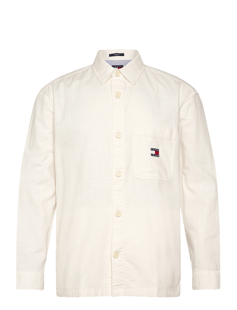Tommy Jeans - TJM COTTON SLUB LS OVERSHIRT EXT - overshirts - ancient white - 1