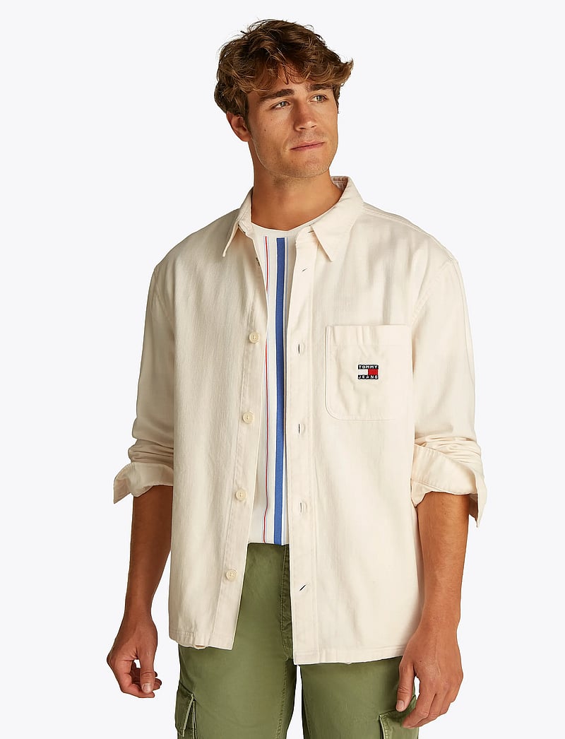 Tommy Jeans - TJM COTTON SLUB LS OVERSHIRT EXT - overshirts - ancient white - 0