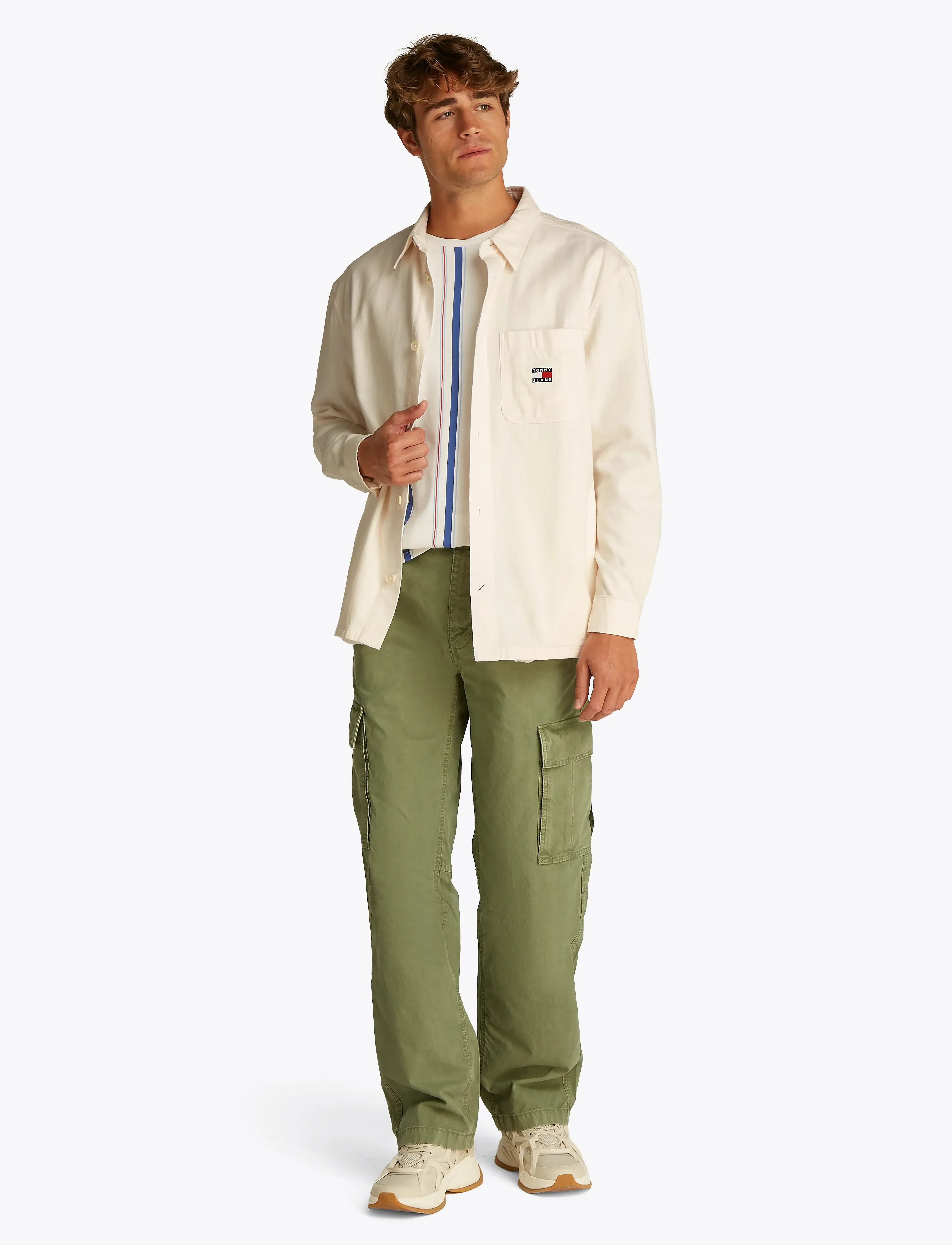 Tommy Jeans - TJM COTTON SLUB LS OVERSHIRT EXT - puhkuse põhitooted - ancient white - 4
