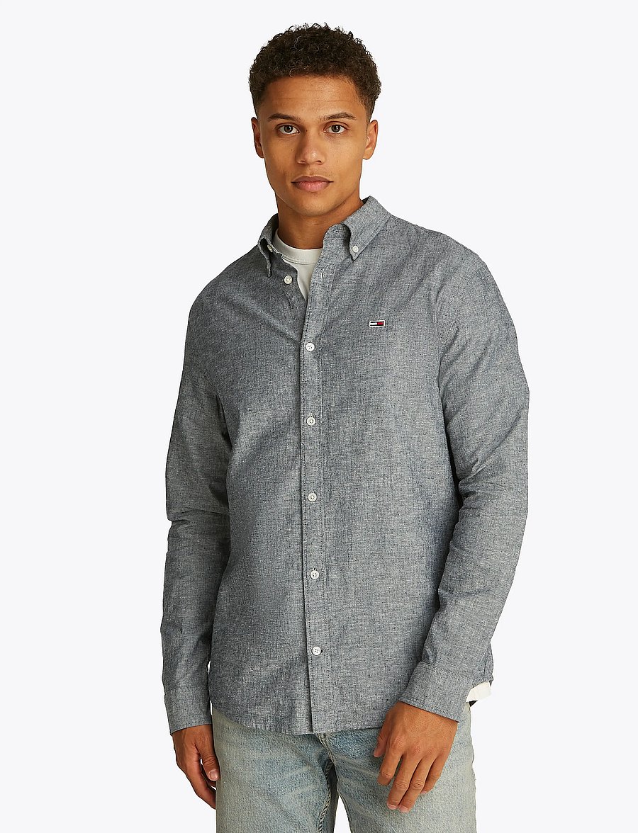 Tommy Jeans - TJM REG LINEN BLEND LS SHIRT EXT - dark night navy - 0