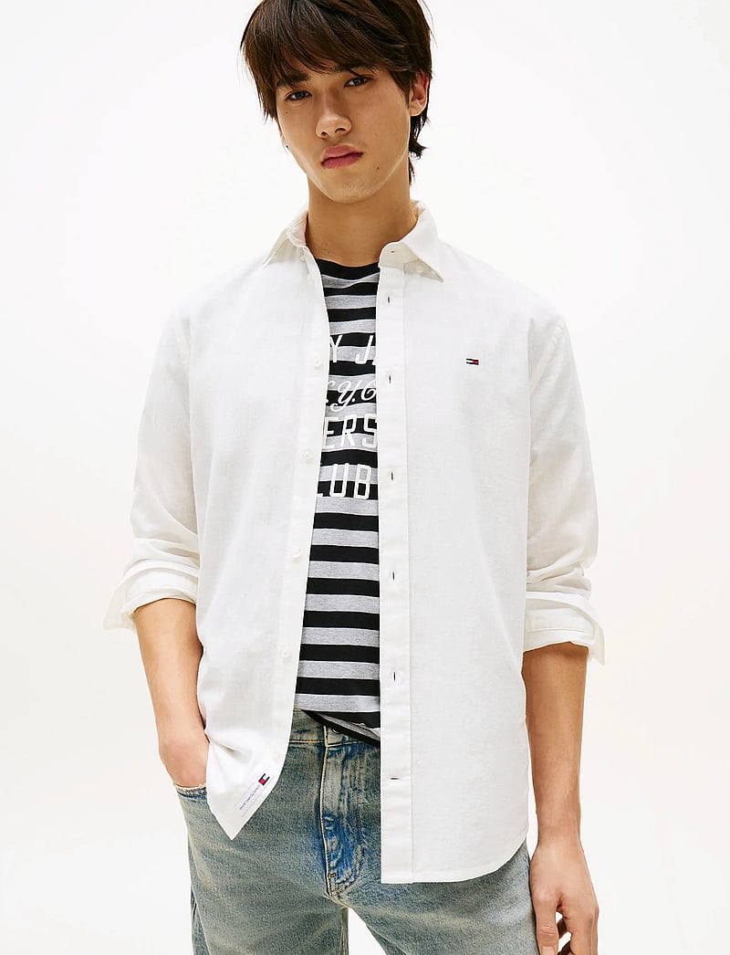 Tommy Jeans - TJM REG LINEN BLEND LS SHIRT EXT - oxford shirts - ecru - 0