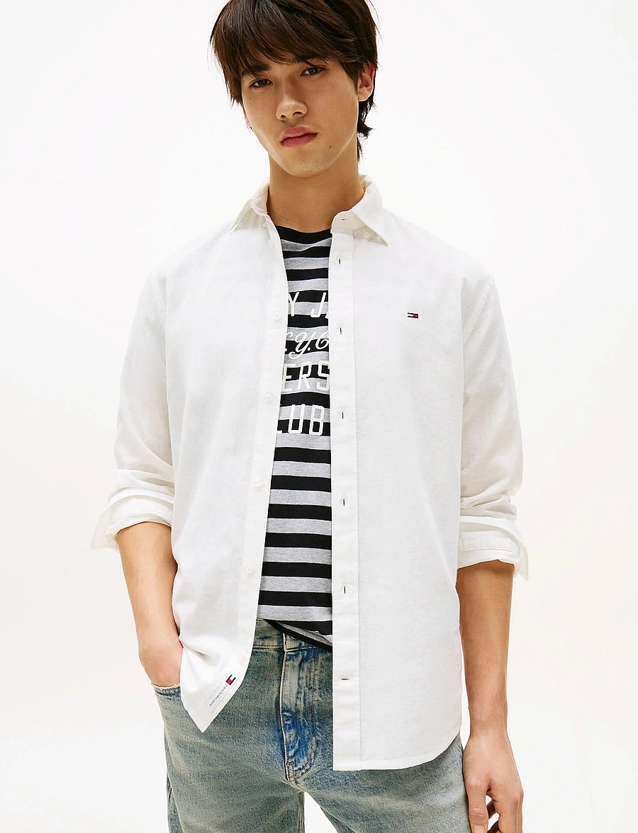 Tommy Jeans - TJM REG LINEN BLEND LS SHIRT EXT - ecru - 0