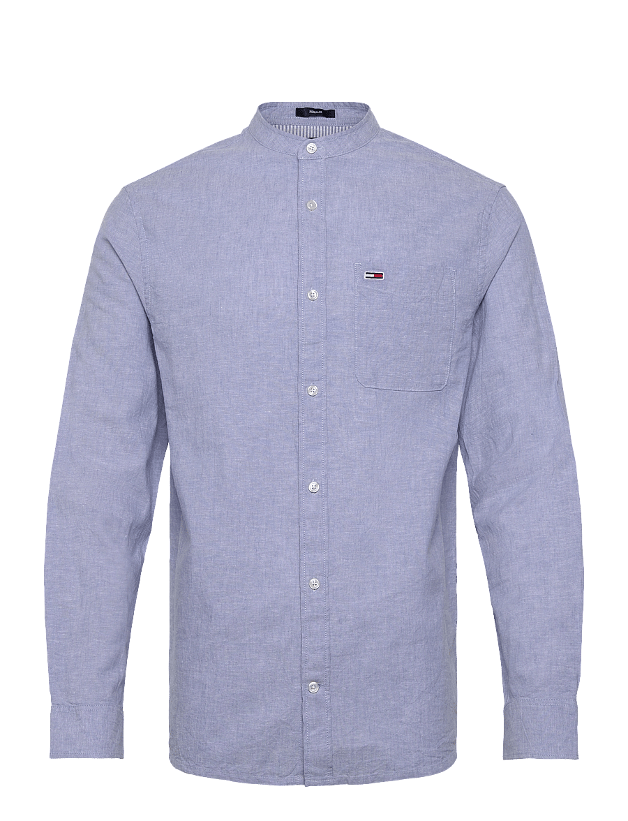 Tommy Jeans - TJM LINEN MIX BAND COLLAR SHIRT - leinenhemden - colorado blue - 1