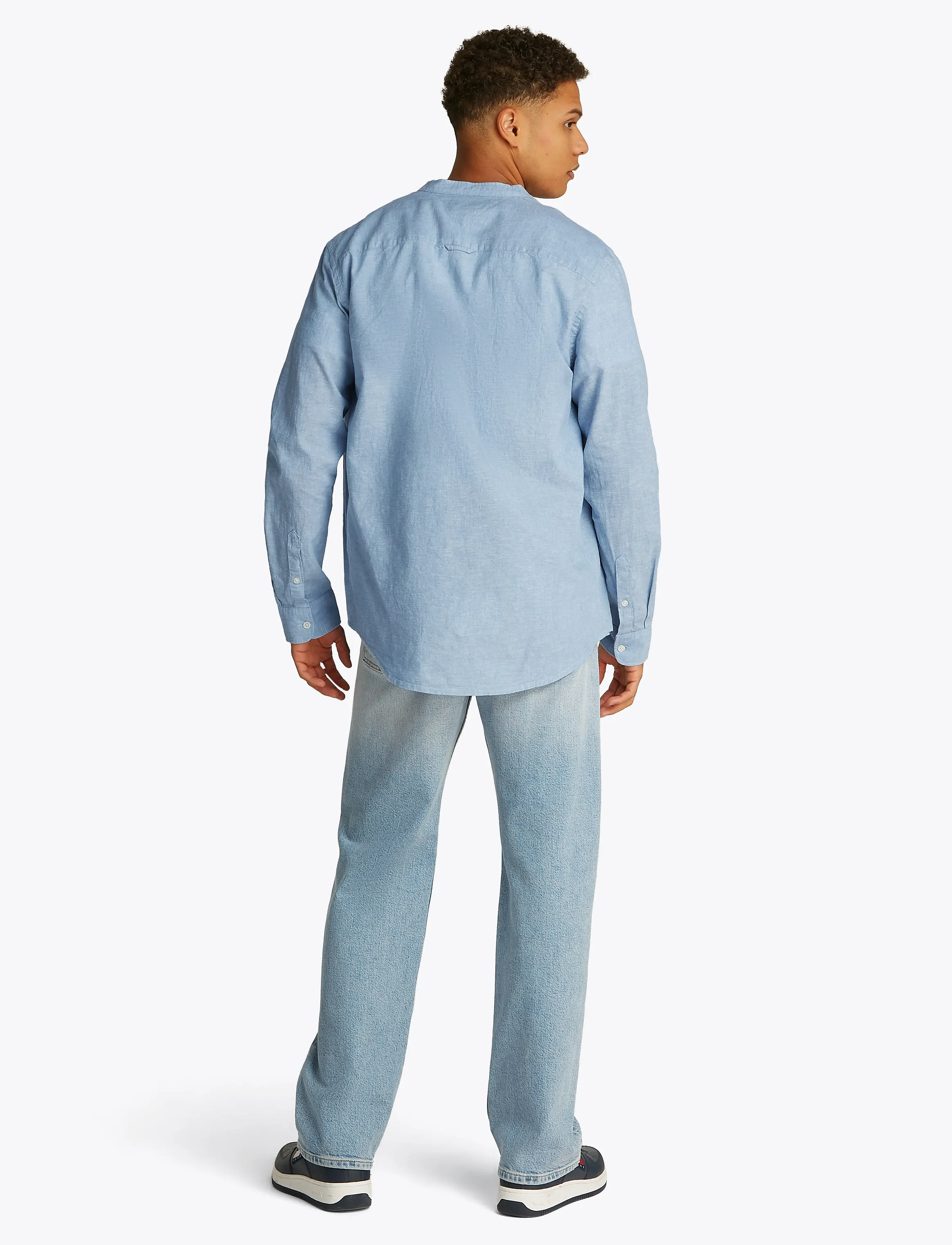 Tommy Jeans - TJM LINEN MIX BAND COLLAR SHIRT - colorado blue - 3