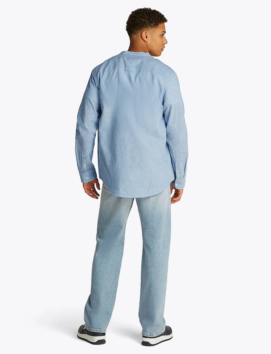 Tommy Jeans - TJM LINEN MIX BAND COLLAR SHIRT - leinenhemden - colorado blue - 3