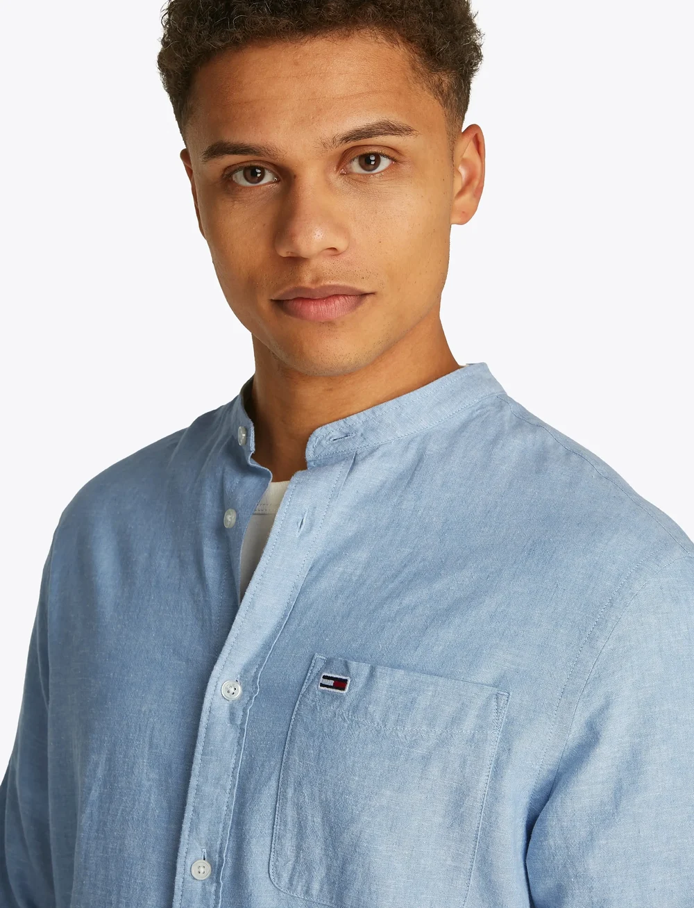 Tommy Jeans - TJM LINEN MIX BAND COLLAR SHIRT - leinenhemden - colorado blue - 5