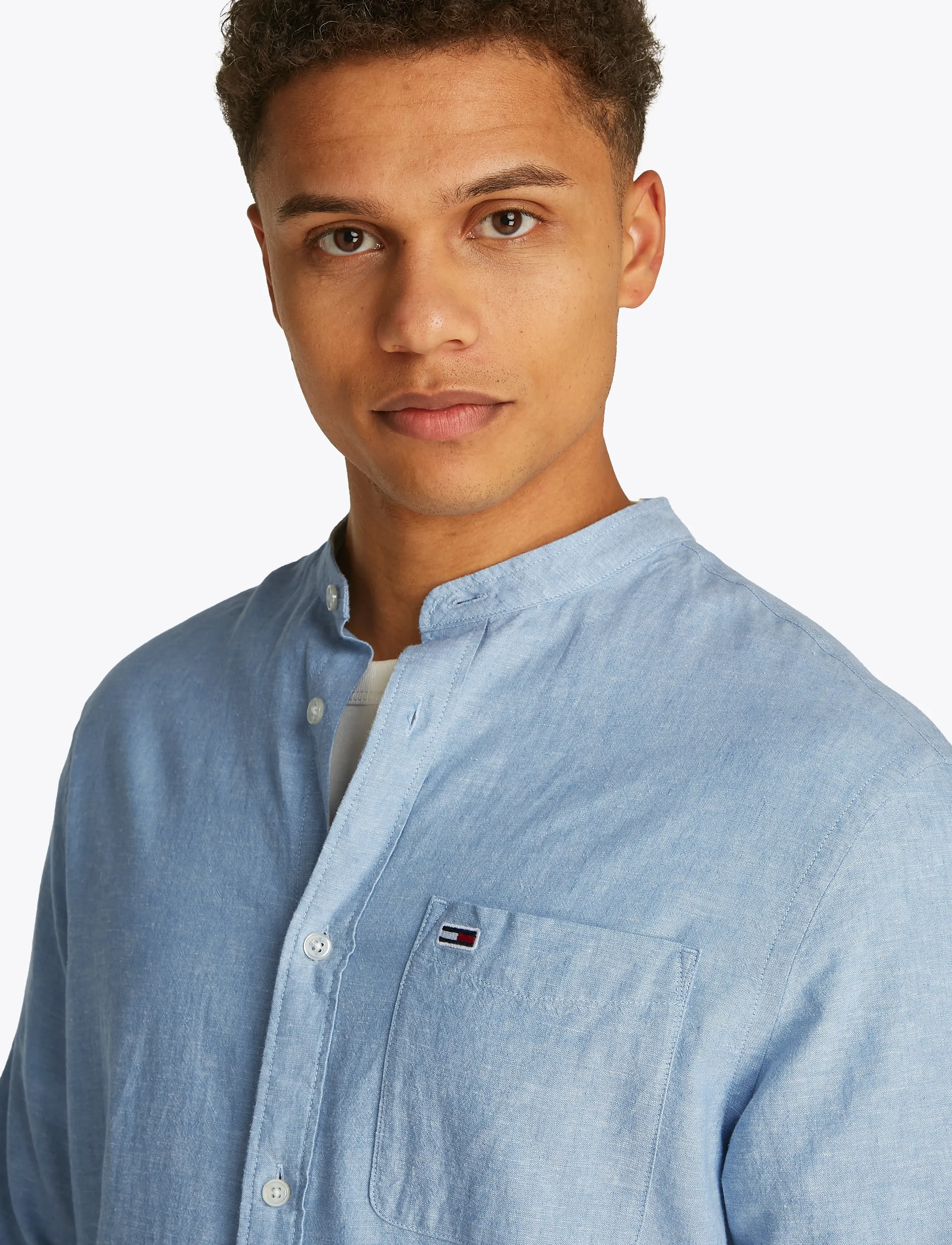 Tommy Jeans - TJM LINEN MIX BAND COLLAR SHIRT - colorado blue - 5