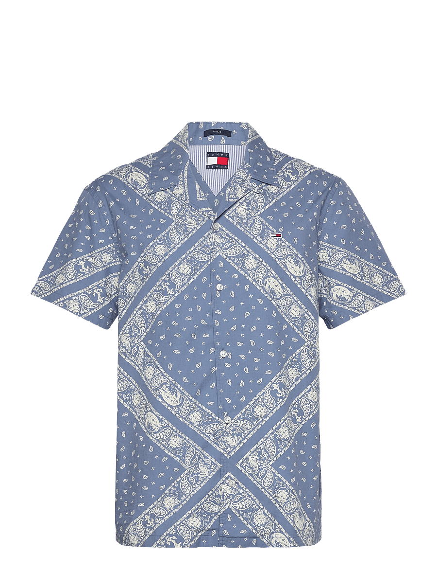 Tommy Jeans - TJM REG AOP SS SHIRT EXT - kurzarmhemden - colorado blue bandana aop - 0