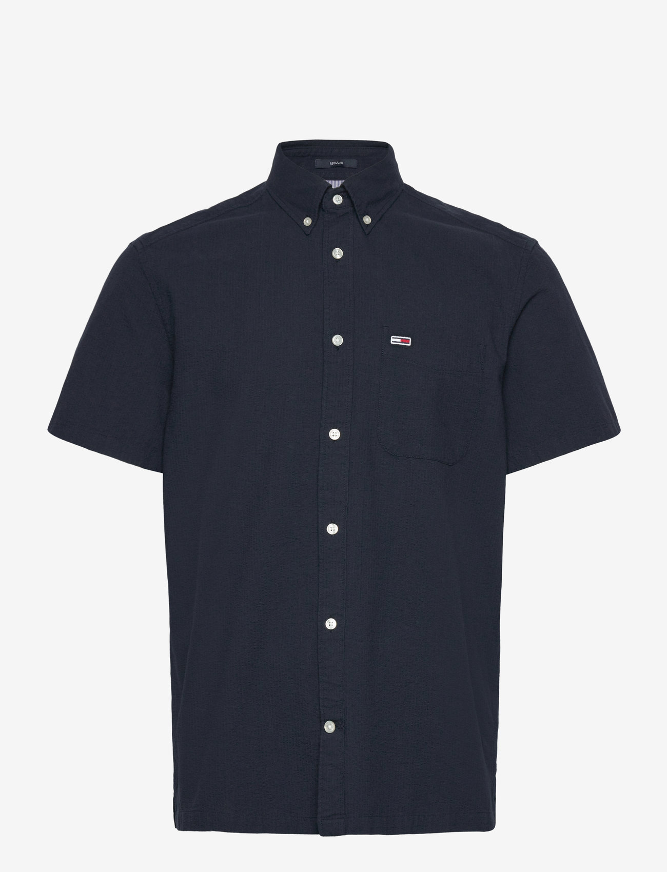 Tommy Jeans - TJM REG SEERSUCKER SS SHIRT - kortærmede skjorter - dark night navy - 1