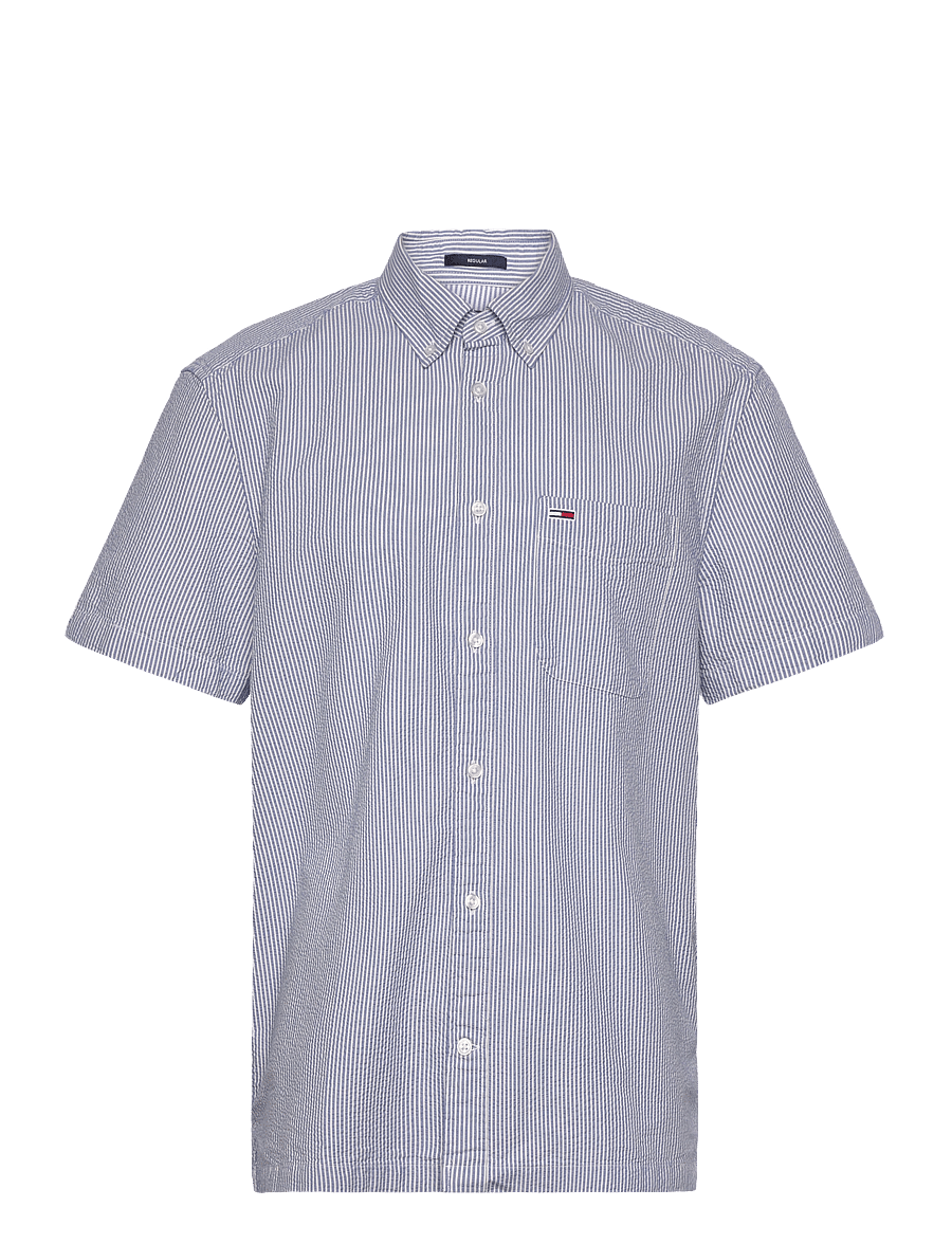 Tommy Jeans - TJM REG SEERSUCKER STP SS SHIRT - kortærmede skjorter - colorado blue stripes - 1