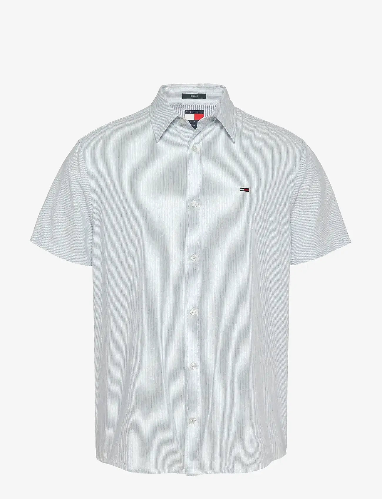 Tommy Jeans - TJM REG LINEN BLEND STP SS SHIRT - triibulised särgid - colorado blue / ecru - 1