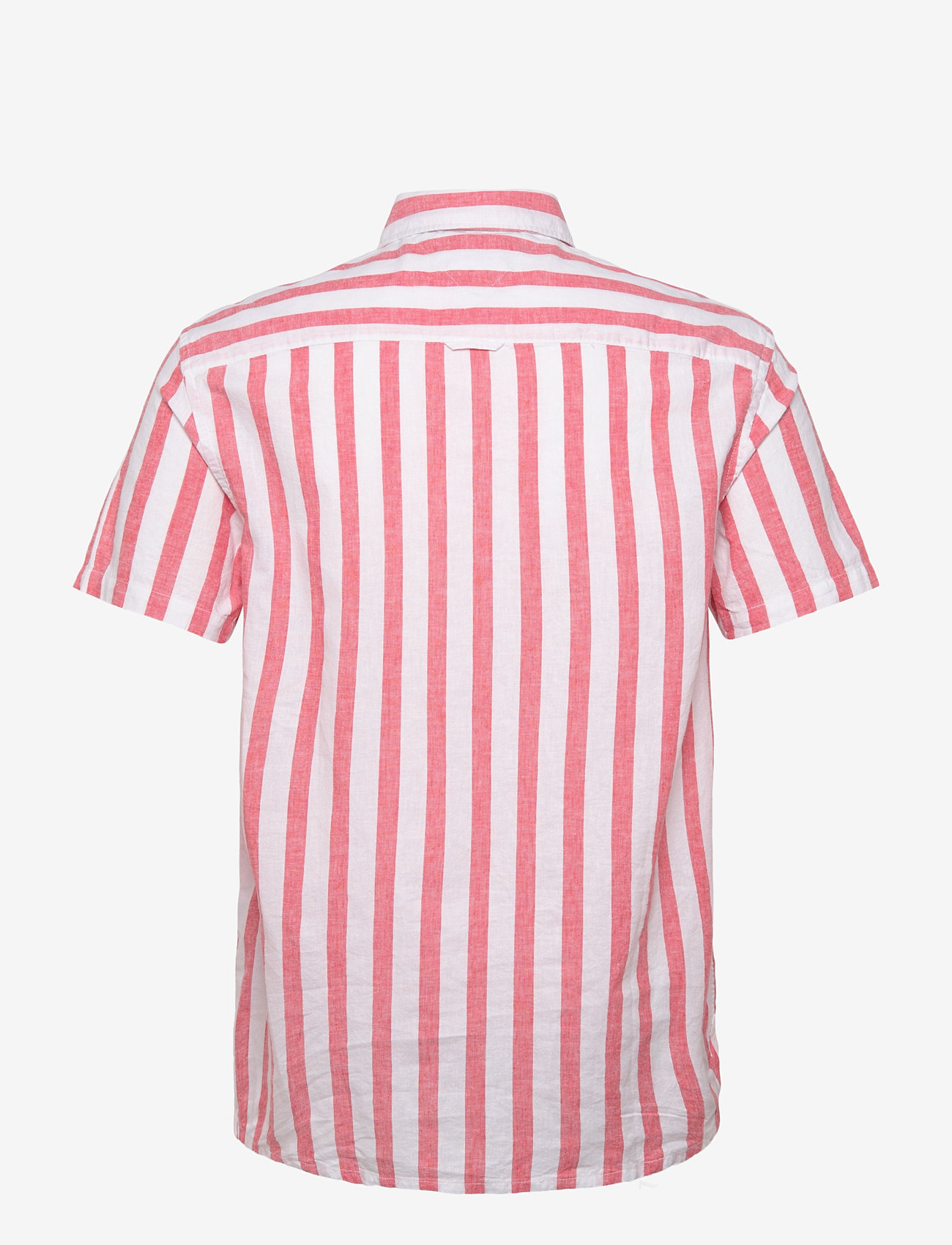 Tommy Jeans - TJM REG LINEN BLEND STP SS SHIRT - triibulised särgid - ecru / bright vermillion - 2