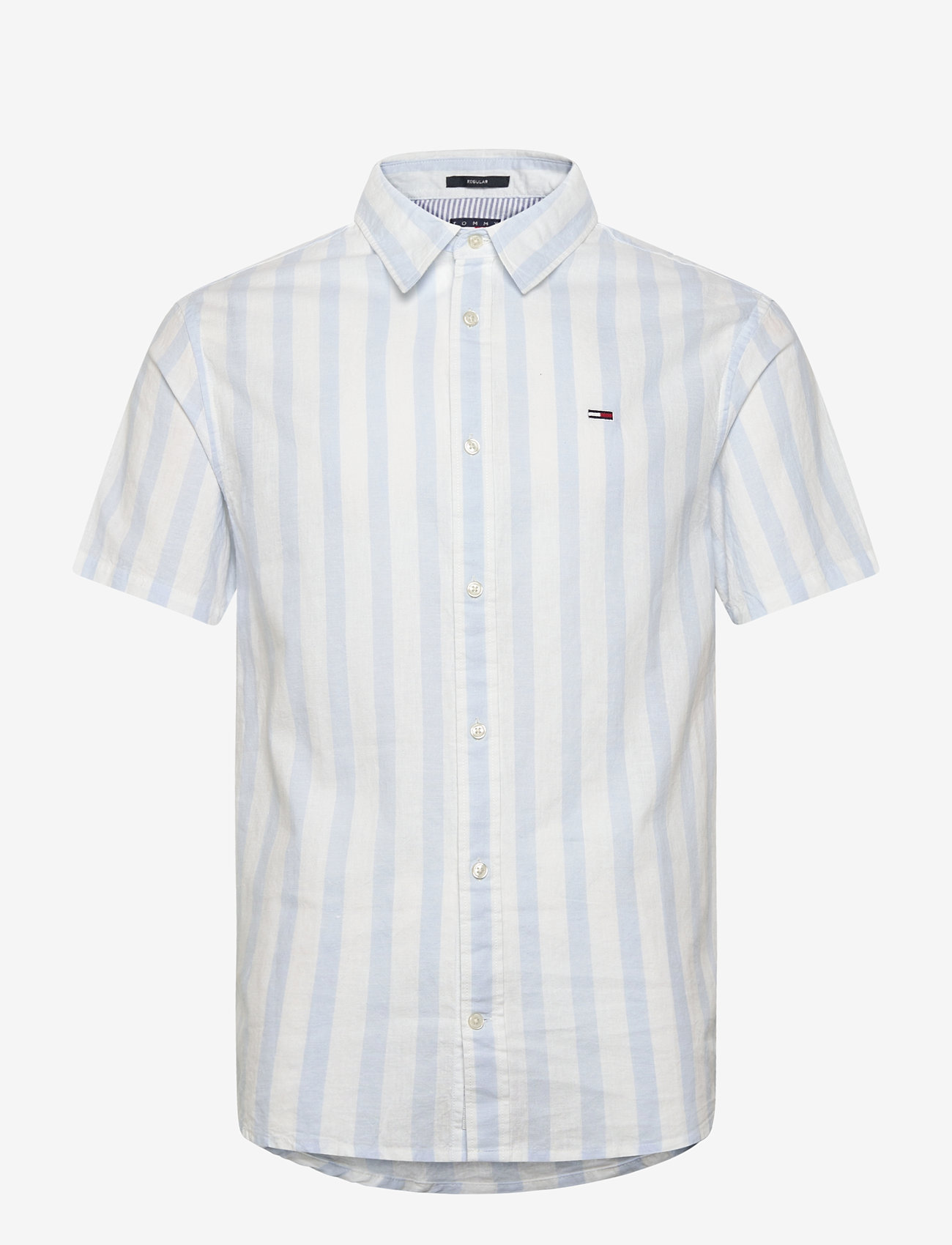 Tommy Jeans - TJM REG LINEN BLEND STP SS SHIRT - triibulised särgid - sweet blue / ecru - 1