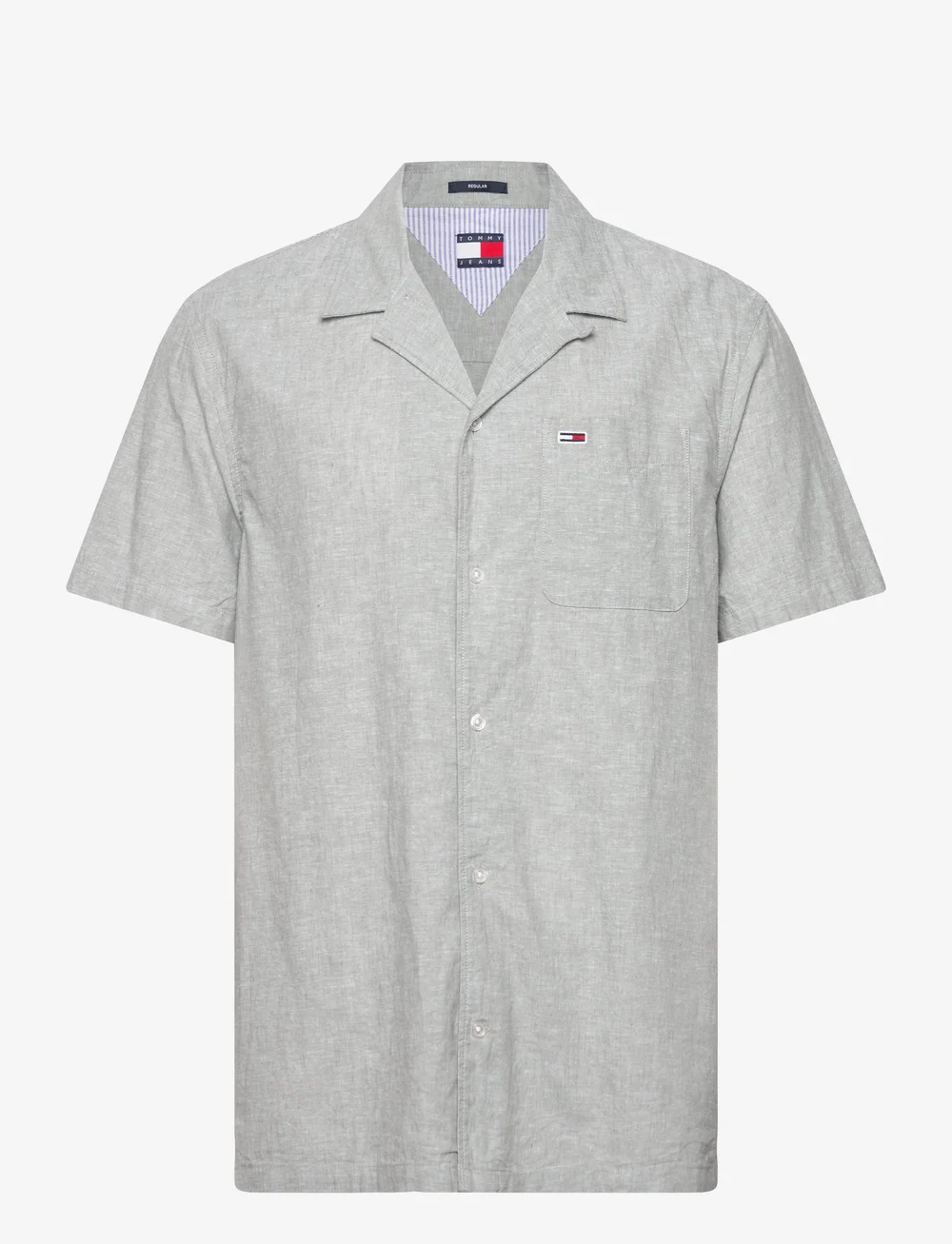 Tommy Jeans - TJM LINEN BLEND CAMP SS EXT - lininiai marškiniai - aruba green - 0