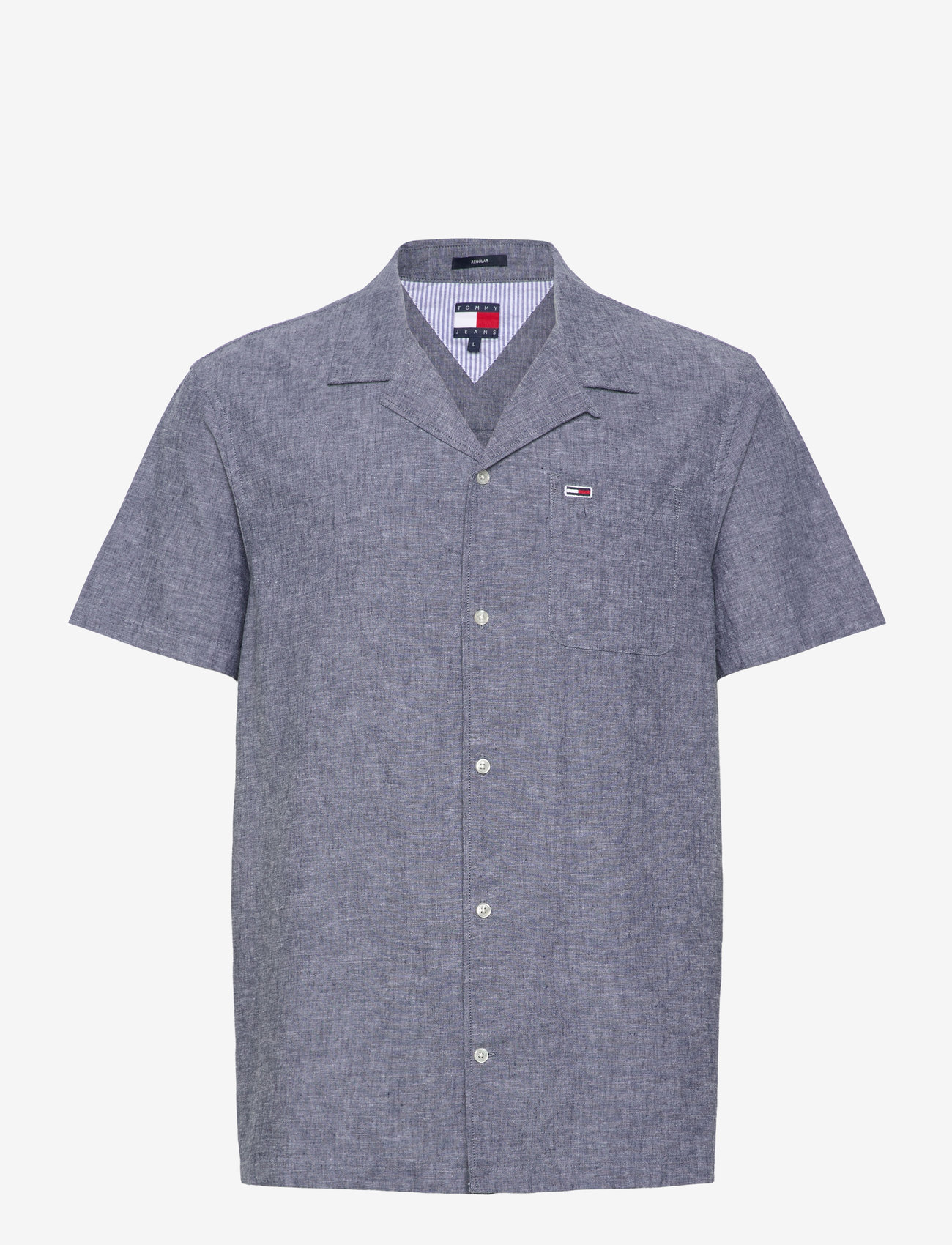 Tommy Jeans - TJM LINEN BLEND CAMP SS EXT - hørskjorter - dark night navy - 0