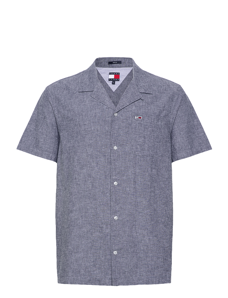 Tommy Jeans - TJM LINEN BLEND CAMP SS EXT - hørskjorter - dark night navy - 0