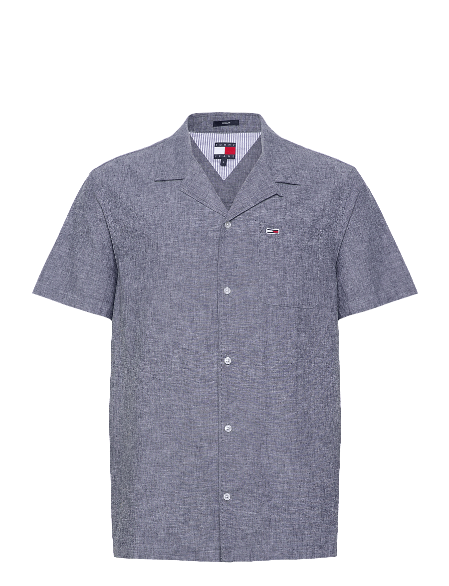 Tommy Jeans - TJM LINEN BLEND CAMP SS EXT - linneskjortor - dark night navy - 0