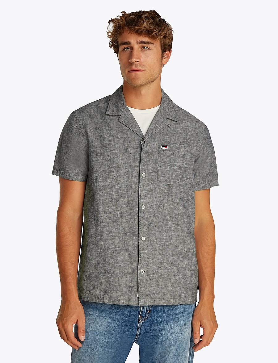 Tommy Jeans - TJM LINEN BLEND CAMP SS EXT - leinenhemden - dark night navy - 2