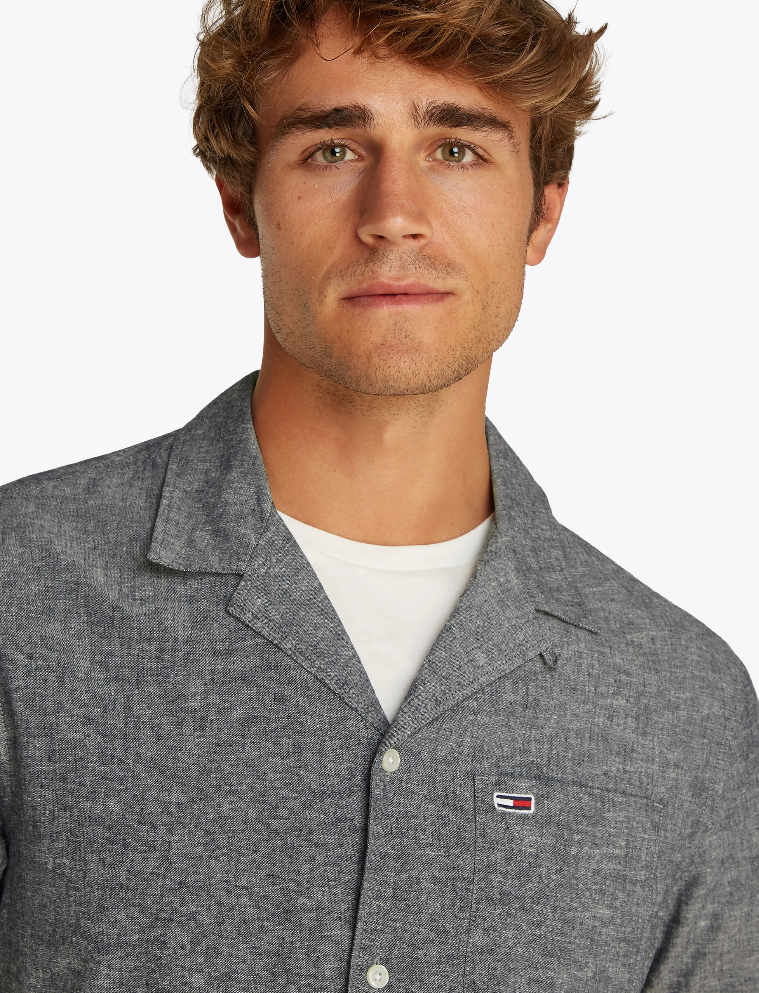 Tommy Jeans - TJM LINEN BLEND CAMP SS EXT - linneskjortor - dark night navy - 5