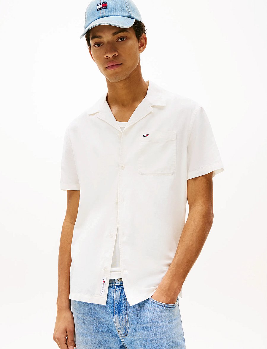 Tommy Jeans - TJM LINEN BLEND CAMP SS EXT - leinenhemden - ecru - 0