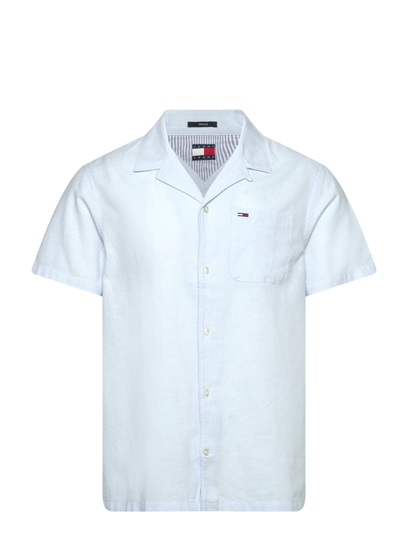 Tommy Jeans TJM LINEN BLEND CAMP SS EXT - Basic skjorter - SWEET BLUE / blue