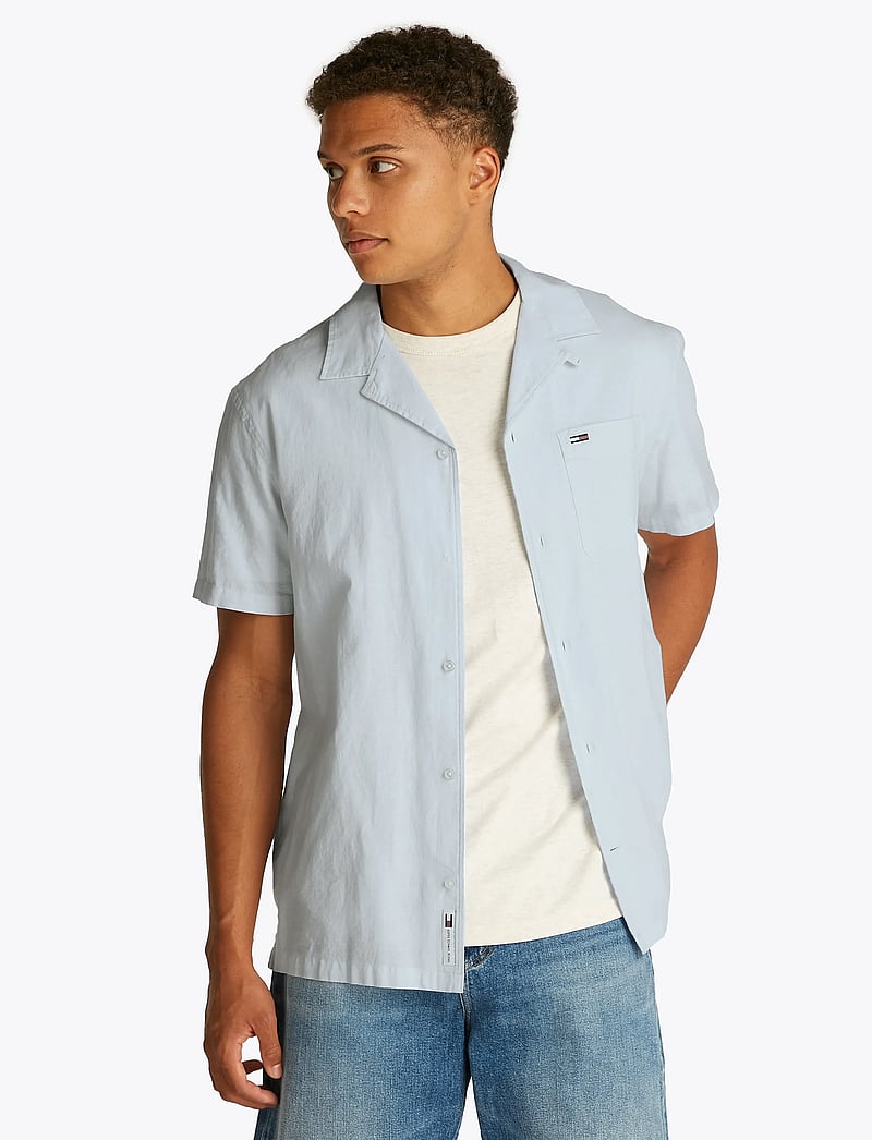 Tommy Jeans - TJM LINEN BLEND CAMP SS EXT - hørskjorter - sweet blue - 0