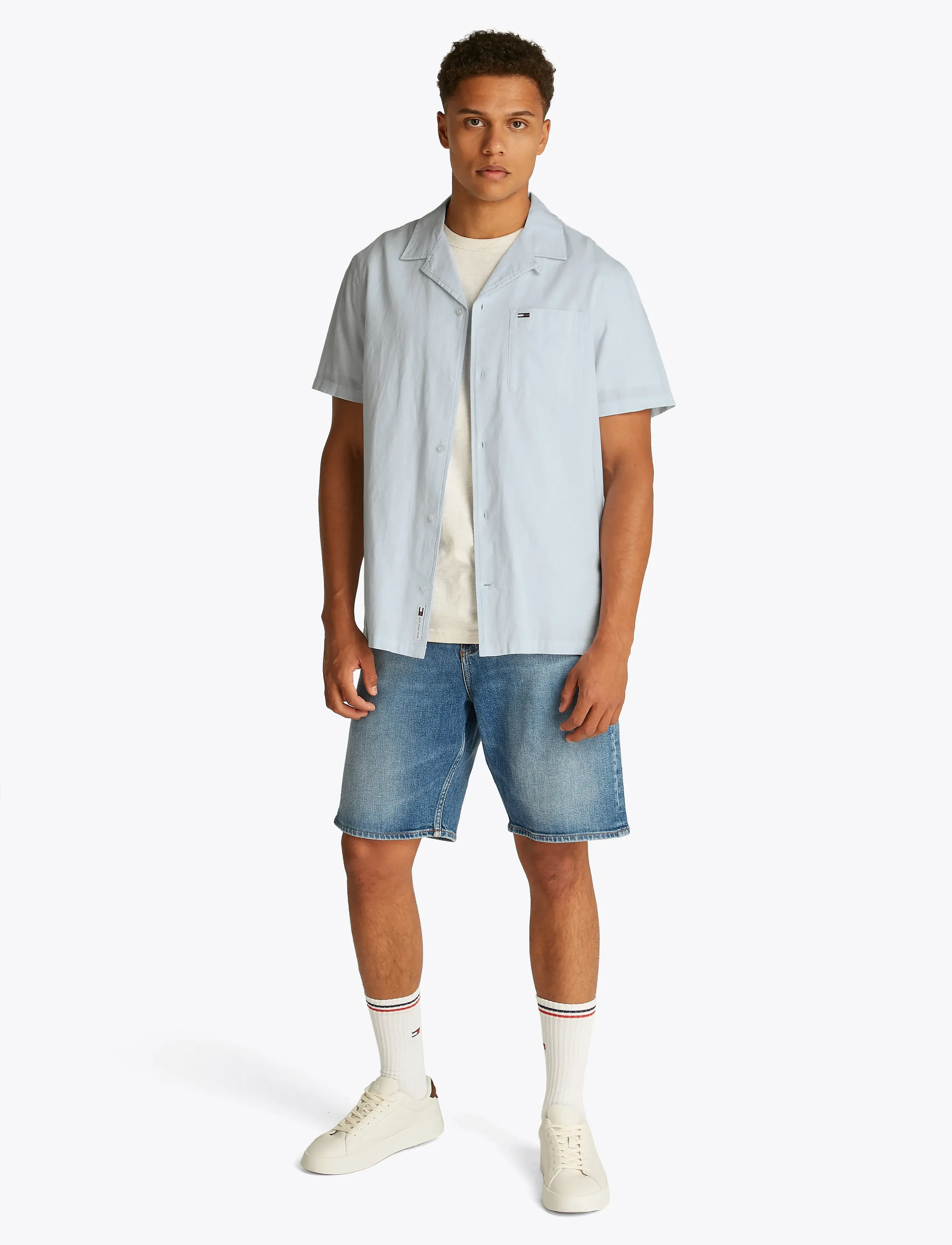 Tommy Jeans - TJM LINEN BLEND CAMP SS EXT - lina krekli - sweet blue - 4