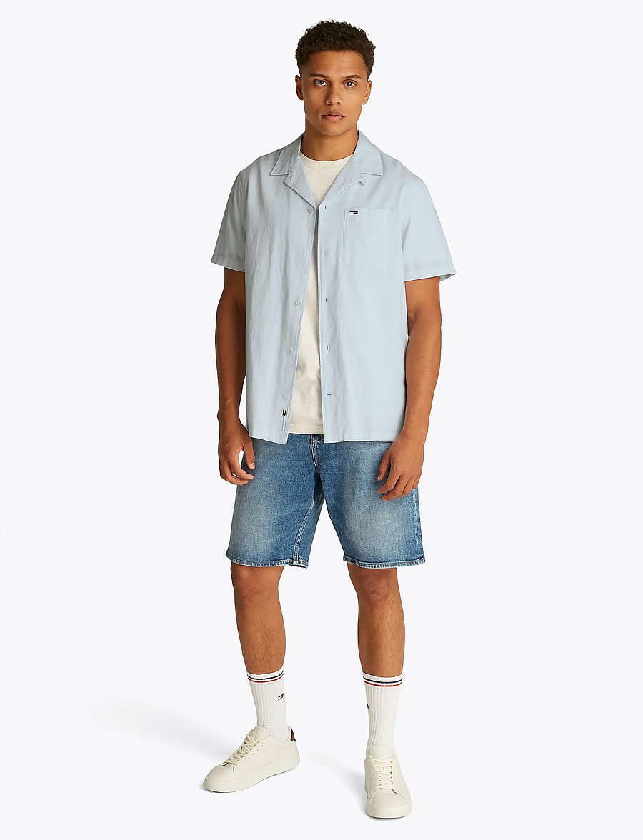 Tommy Jeans - TJM LINEN BLEND CAMP SS EXT - lina krekli - sweet blue - 4