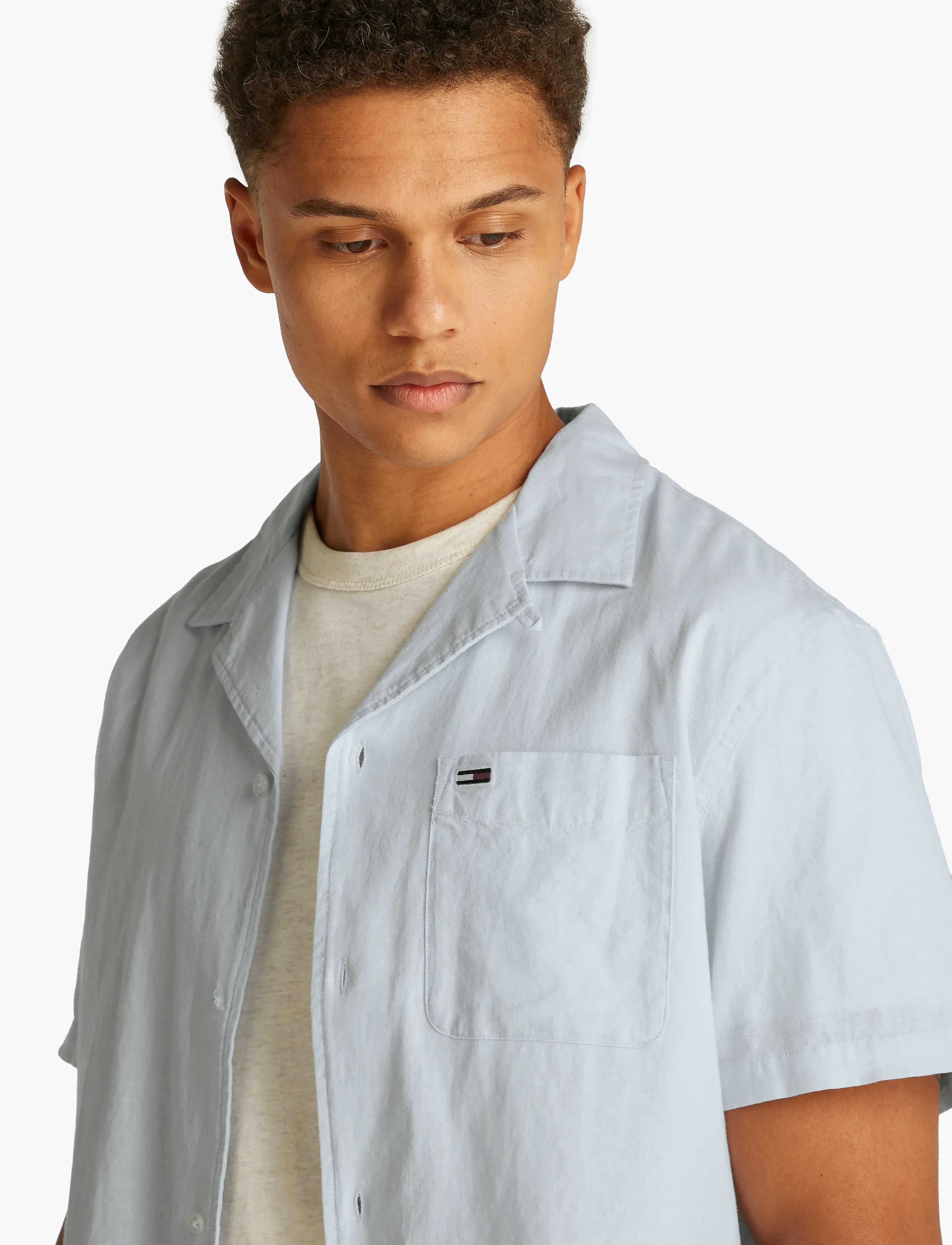 Tommy Jeans - TJM LINEN BLEND CAMP SS EXT - lina krekli - sweet blue - 5