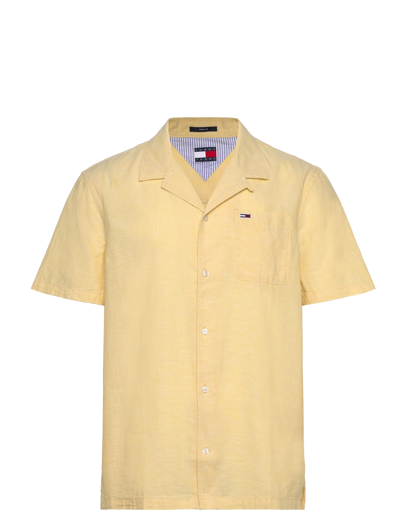 Tommy Jeans TJM LINEN BLEND CAMP SS EXT - Basic skjorter - YELLOW DAHLIA / yellow