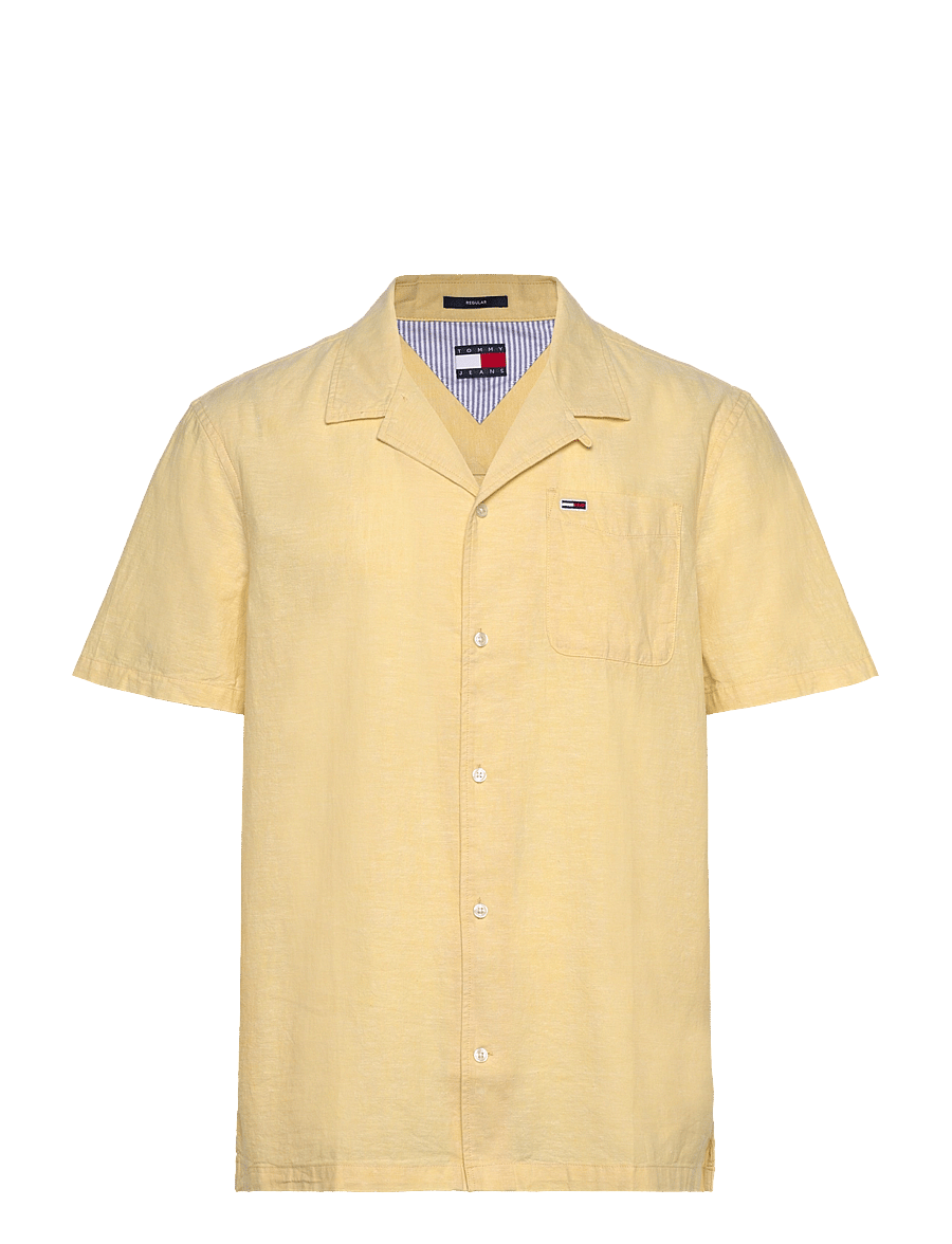 Tommy Jeans - TJM LINEN BLEND CAMP SS EXT - linneskjortor - yellow dahlia - 1