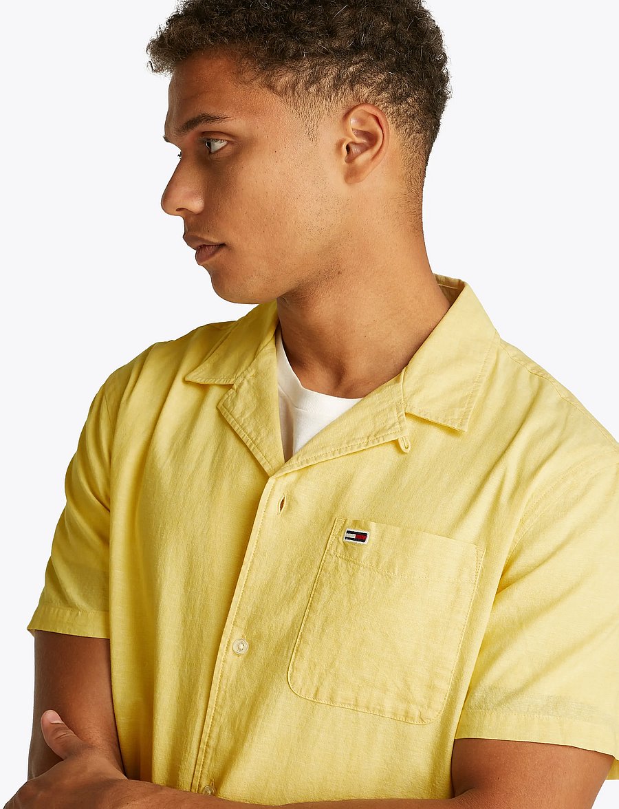 Tommy Jeans - TJM LINEN BLEND CAMP SS EXT - linneskjortor - yellow dahlia - 5