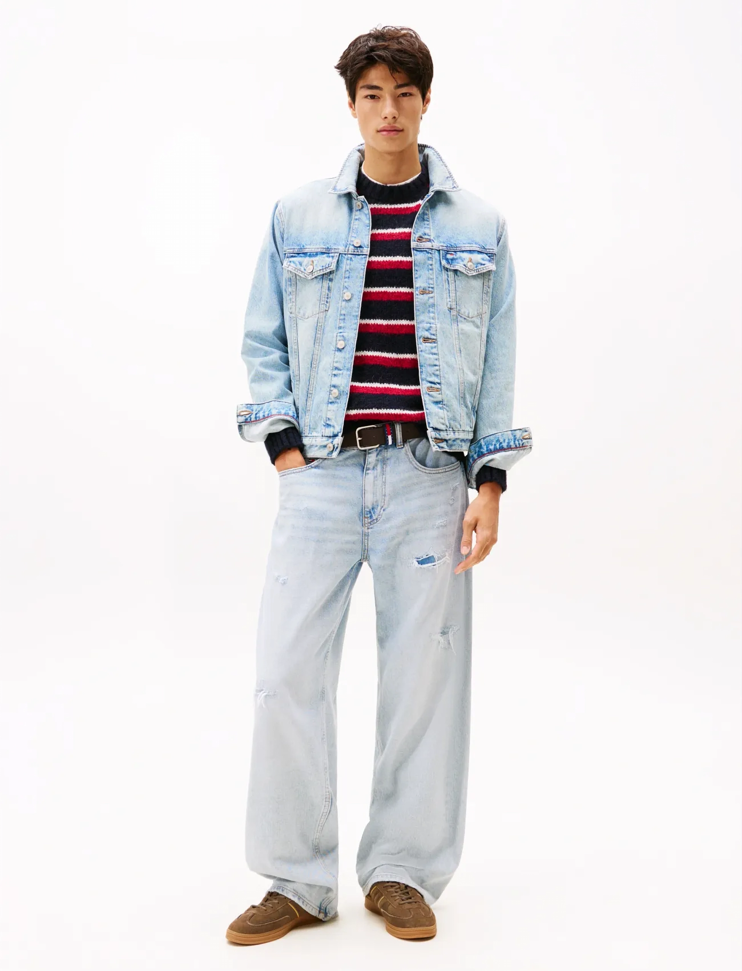 Tommy Jeans - RYAN RGLR TRCKR RWB  EXT CI6033 - džinsinės striukės be pamušalo - denim mid light blue - 2