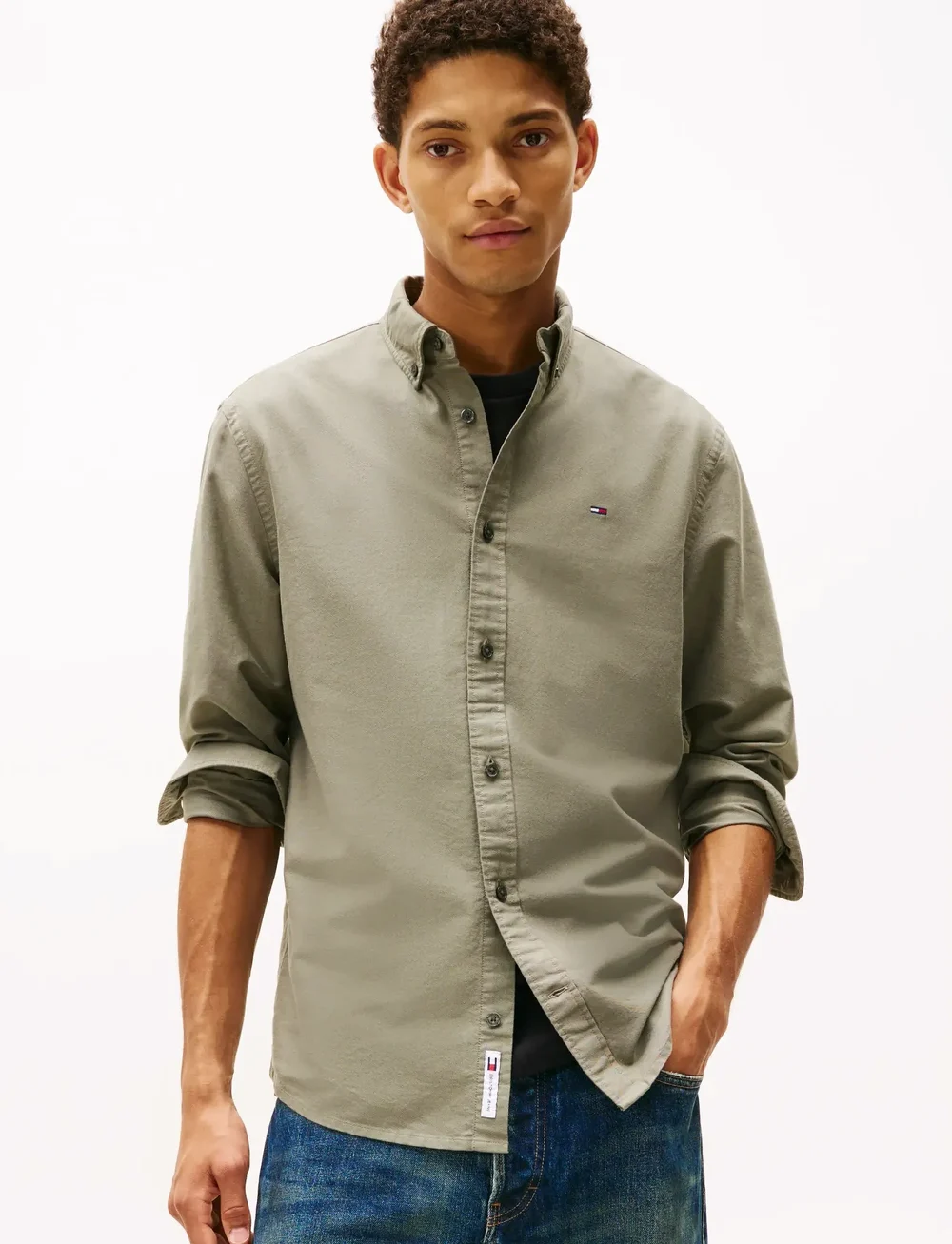 Tommy Jeans - TJM REG OXFORD SHIRT EXT - oxford-hemden - pewter green - 0