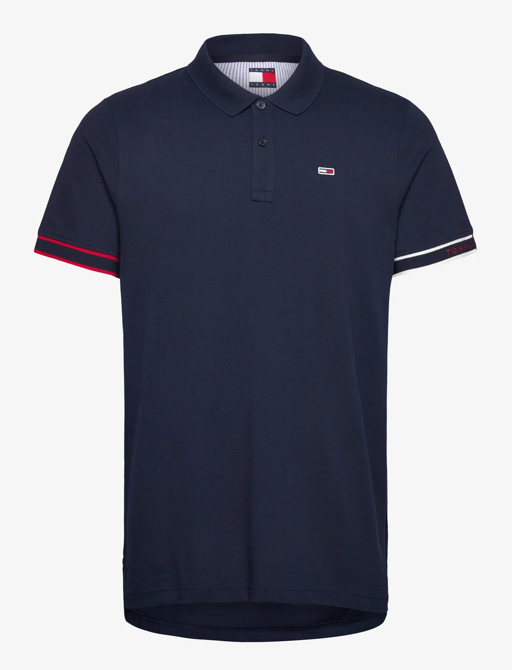 Tommy Jeans - TJM SLIM FLAG CUFF POLO EXT - short-sleeved polos - dark night navy - 1