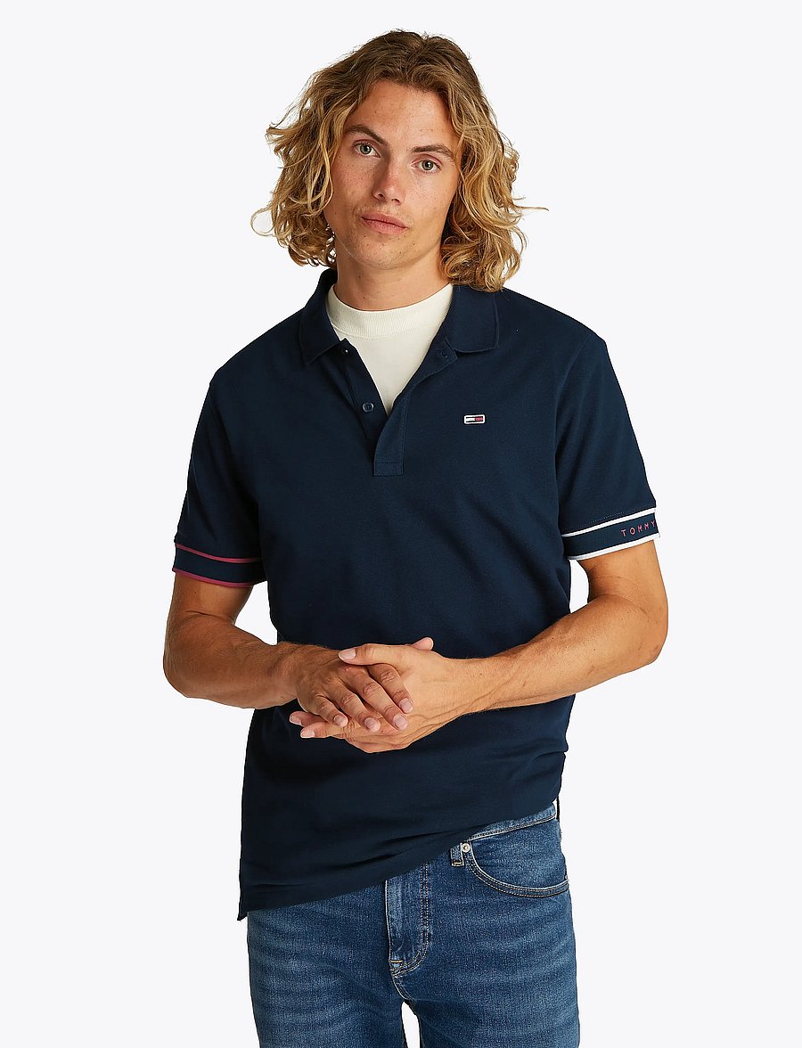 Tommy Jeans - TJM SLIM FLAG CUFF POLO EXT - dark night navy - 0