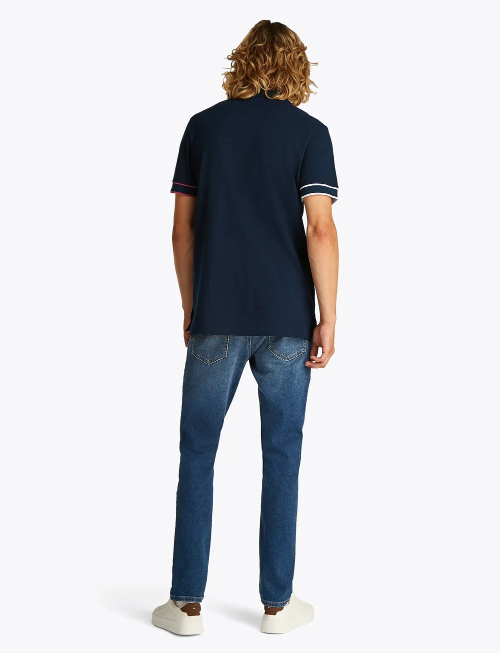 Tommy Jeans - TJM SLIM FLAG CUFF POLO EXT - short-sleeved polos - dark night navy - 3