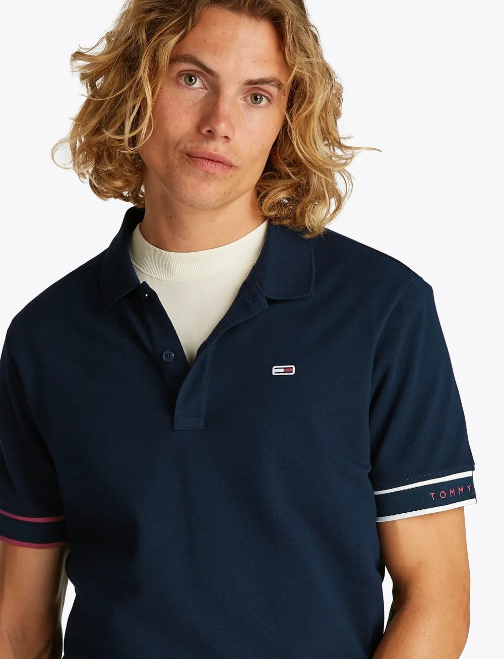 Tommy Jeans - TJM SLIM FLAG CUFF POLO EXT - short-sleeved polos - dark night navy - 5