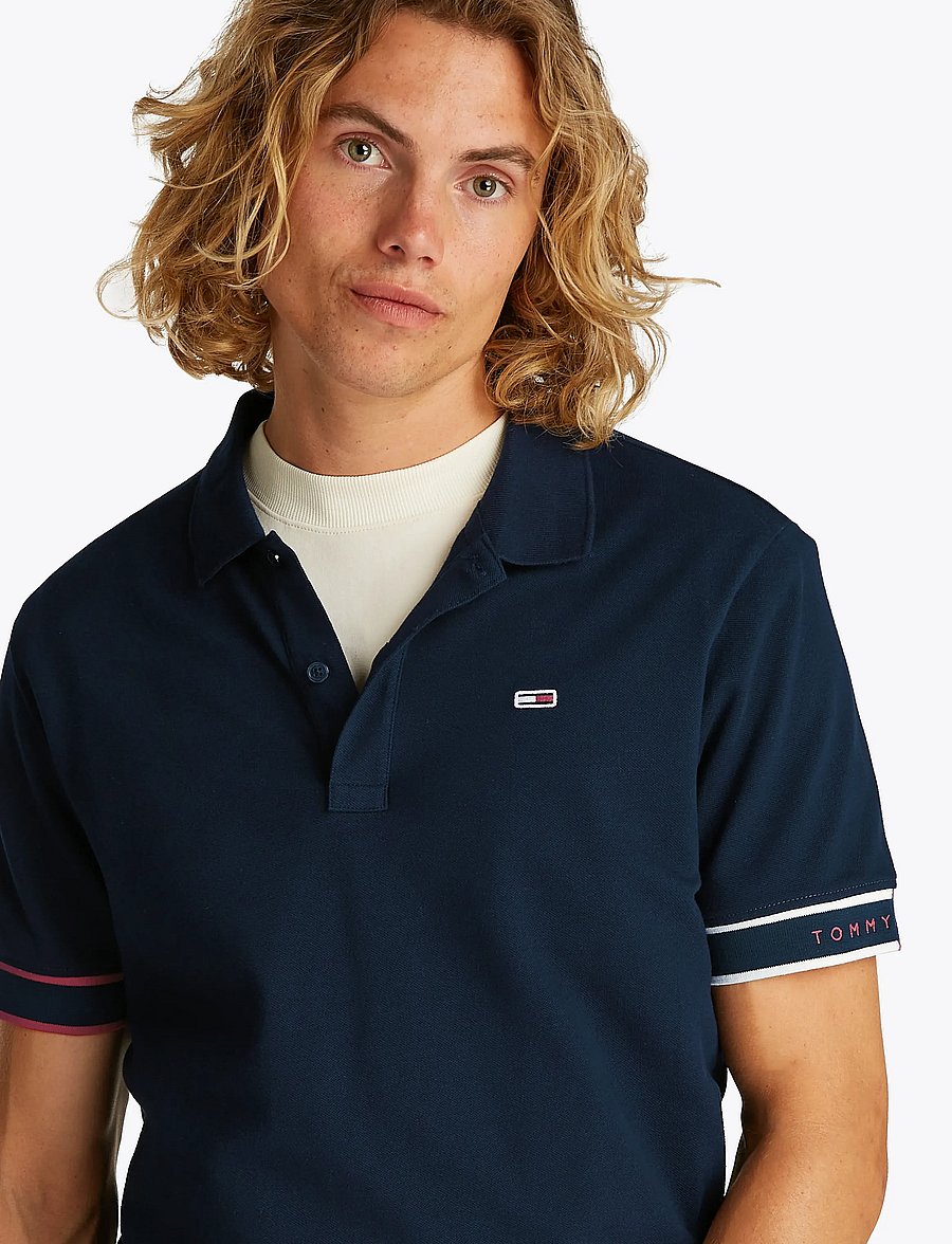 Tommy Jeans - TJM SLIM FLAG CUFF POLO EXT - dark night navy - 5