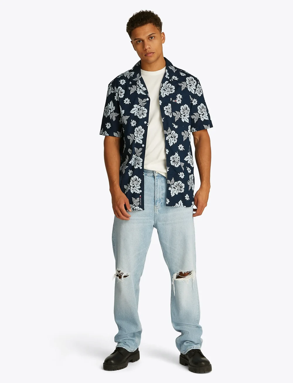 Tommy Jeans - TJM REG SLUB AOP SS SHIRT EXT - kortærmede skjorter - dark night navy bandana aop - 4