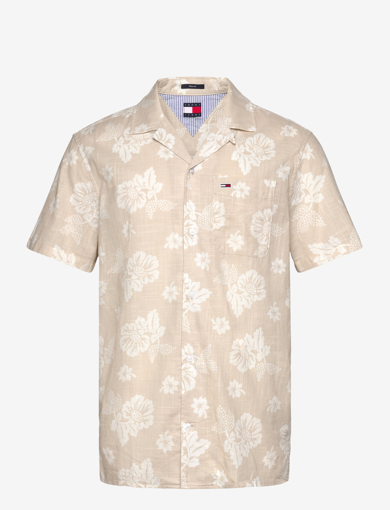 Tommy Jeans - TJM REG SLUB AOP SS SHIRT EXT - kortärmade skjortor - newsprint floral aop - 1