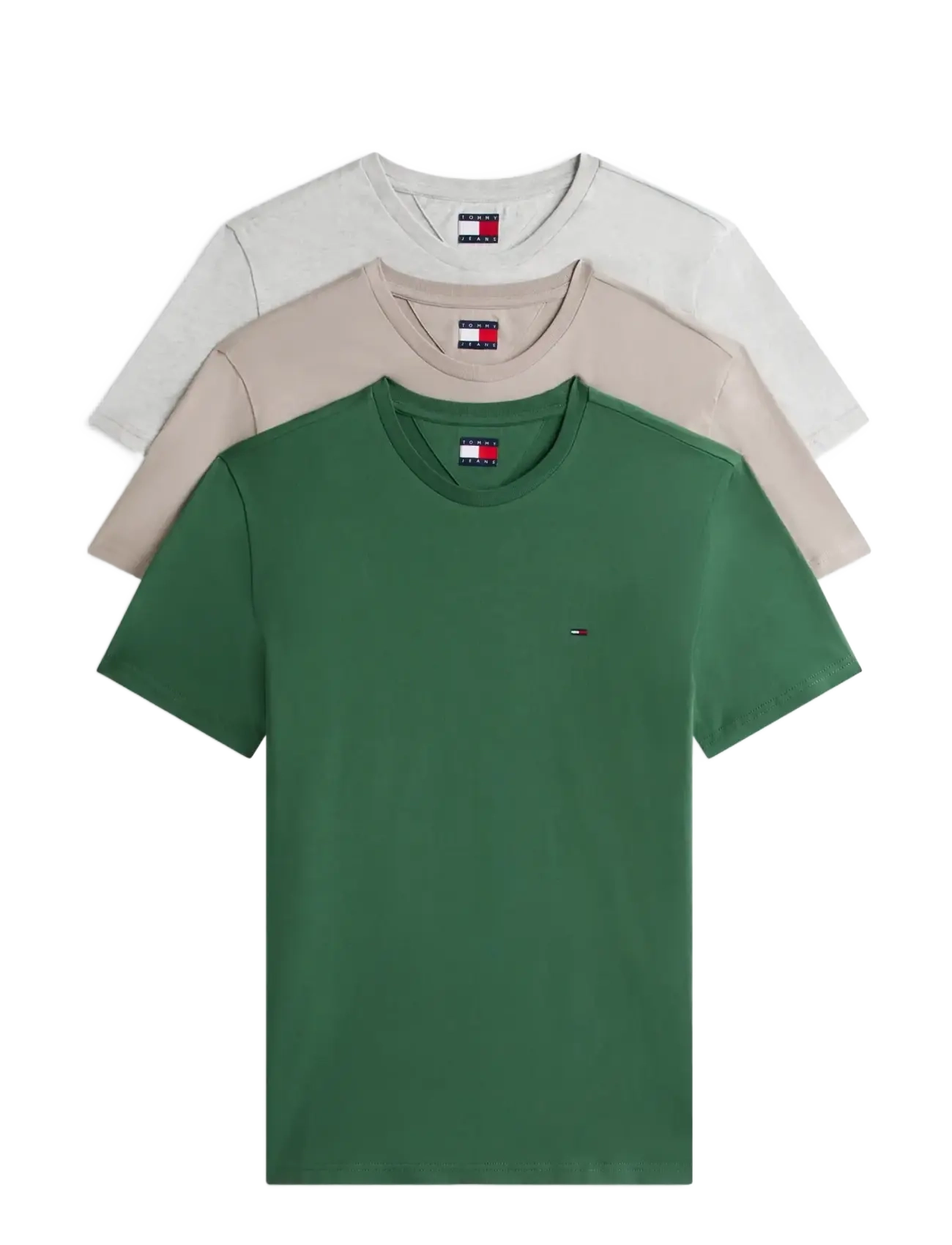 Tommy Jeans - TJM XSLIM 3PACK TEE EXT - multipack t-shirts - grey htr shdw pine limestone dust - 1