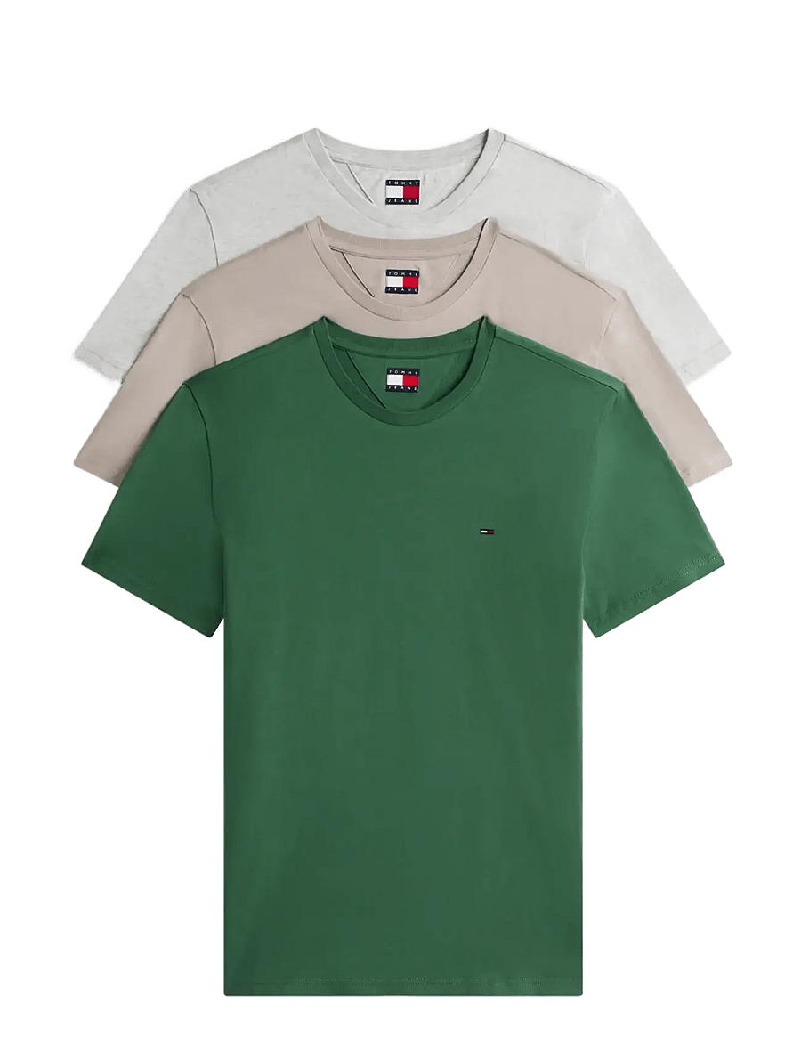 Tommy Jeans - TJM XSLIM 3PACK TEE EXT - t-särkide multipakk - grey htr shdw pine limestone dust - 1