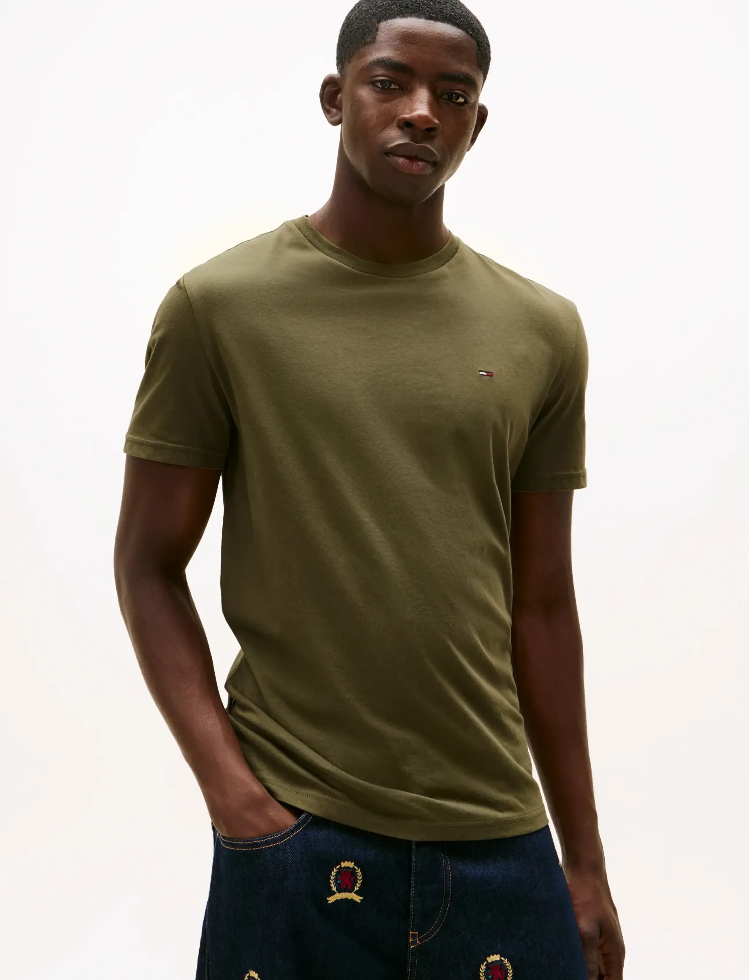 Tommy Jeans - TJM XSLIM 3PACK TEE EXT - multipack t-shirts - black   dark greenery   ecru - 1