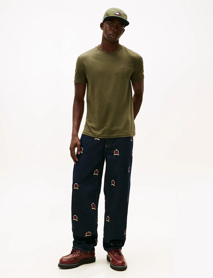 Tommy Jeans - TJM XSLIM 3 PACK TEE - t-shirts im multipack - black dark greenery ecru - 3
