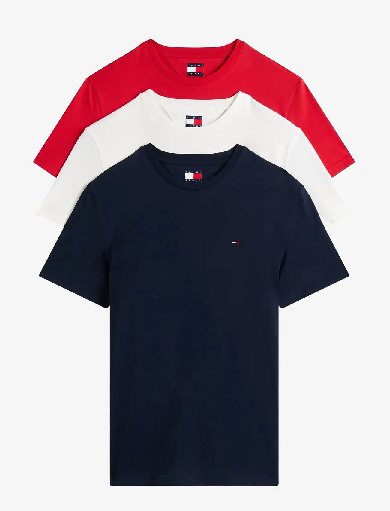 Tommy Jeans - TJM XSLIM 3PACK TEE EXT - multipack t-shirts - ecru   dark night navy   red alert - 1