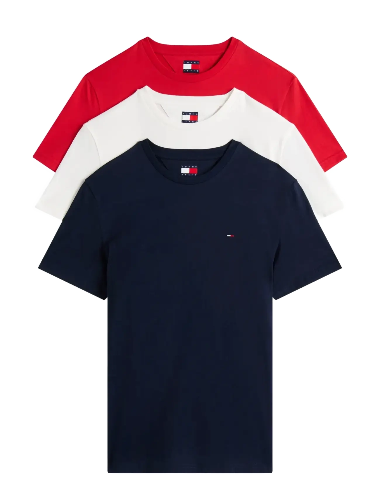 Tommy Jeans TJM XSLIM 3PACK TEE EXT - T-shirts - ECRU   DARK NIGHT NAVY   RED ALERT / red