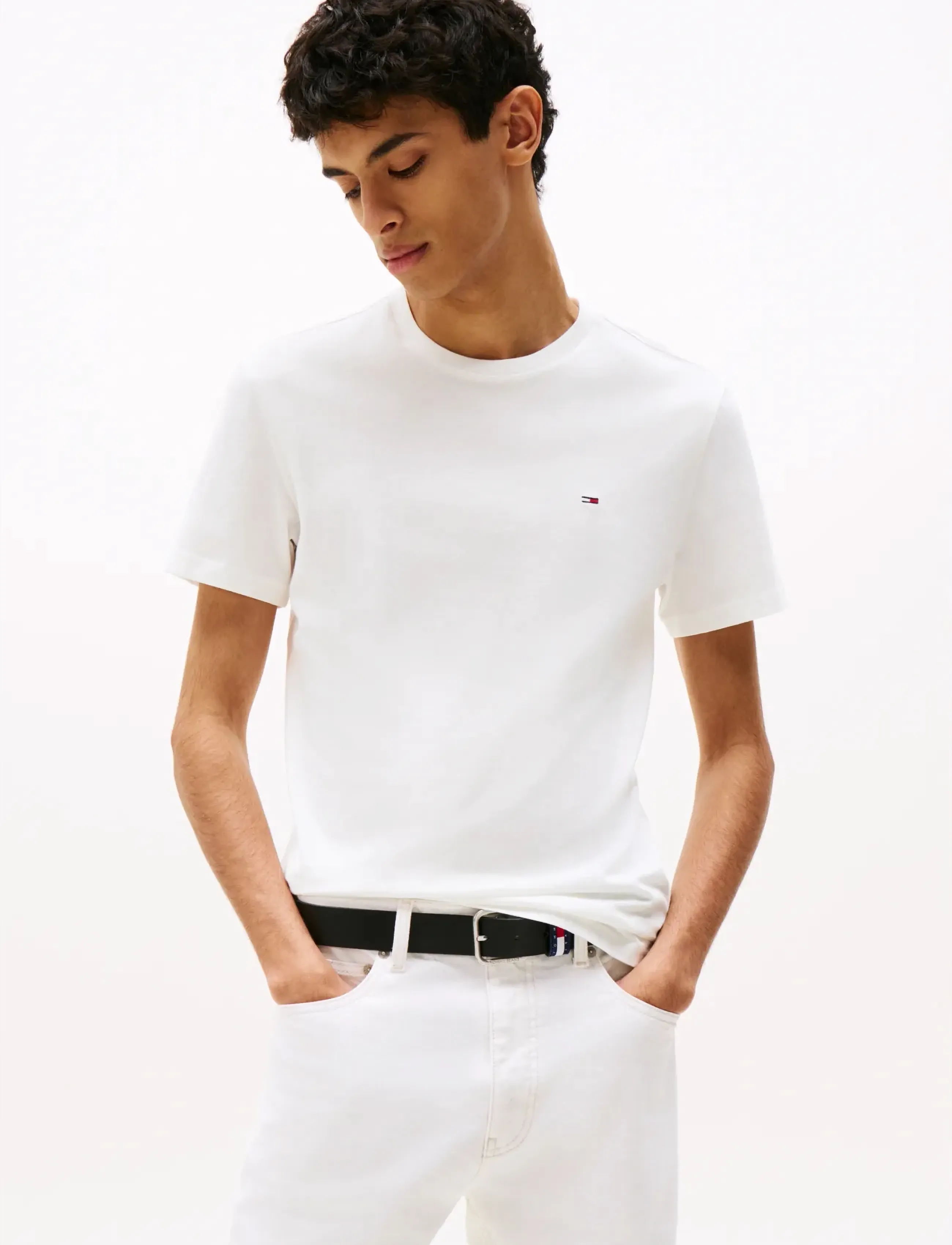 Tommy Jeans TJM XSLIM 3PACK TEE EXT - Marškinėliai - ECRU   DARK NIGHT NAVY   RED ALERT / red